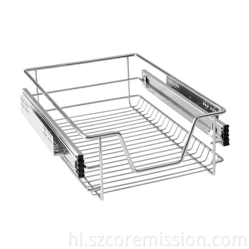 Telescopic Electroplating Kitchen Pull Out Drawer Basket
